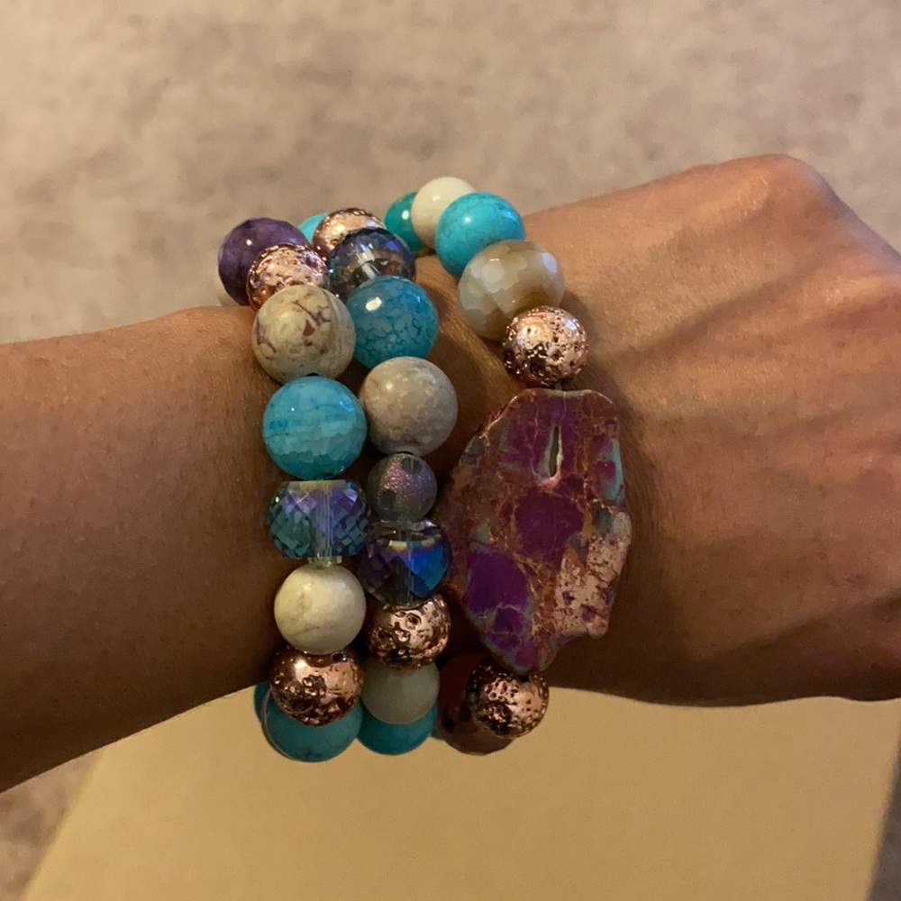 Beaded Bracelets Multi-colored set of 3